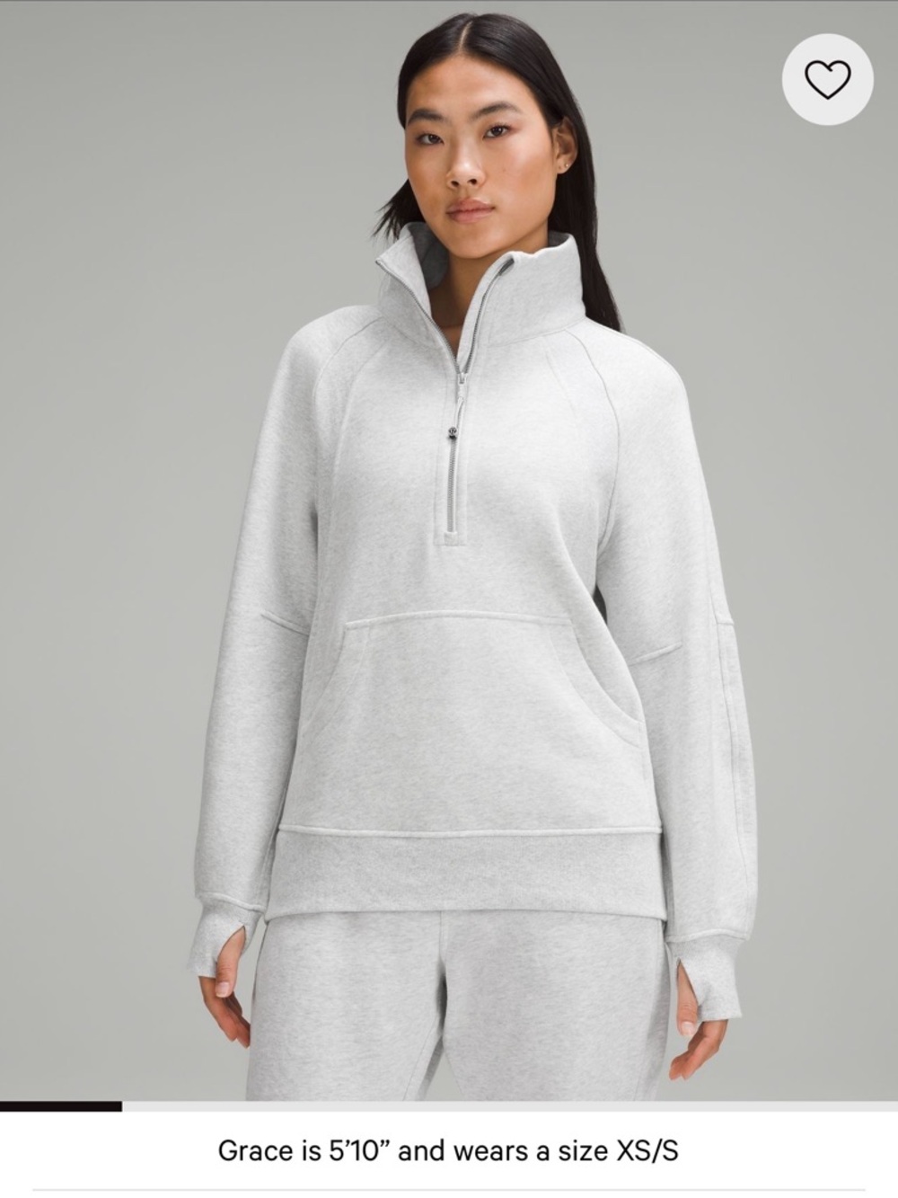 Lululemon Scuba Oversized funnel neck half zip good condition light gray color